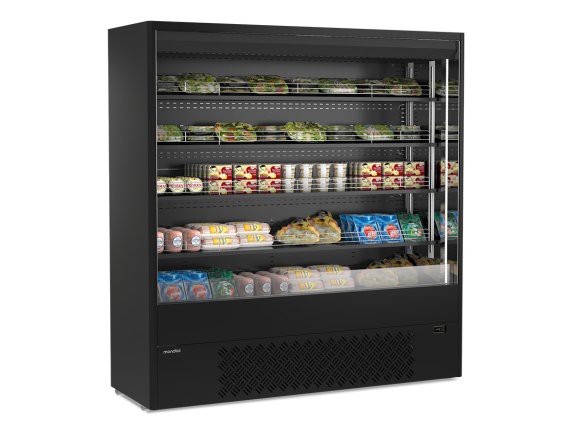 Espositore Murales nero 19B per salumi e latticini.